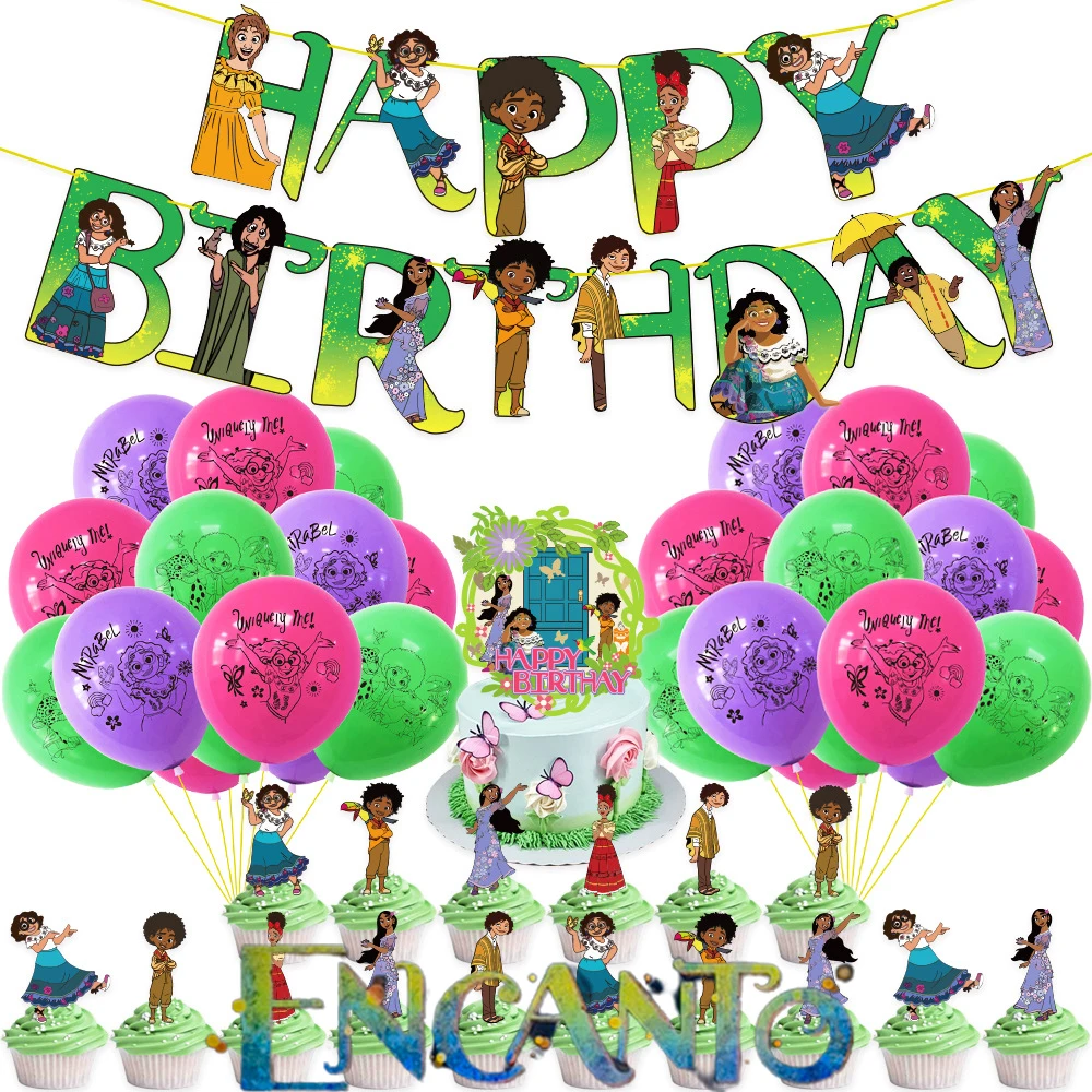 

Encanto Mirabel Movie Madrigals Party Birthday Balloon Decorations Banner Topper Cake Supplies Surprise Toy Children Girl Gifts
