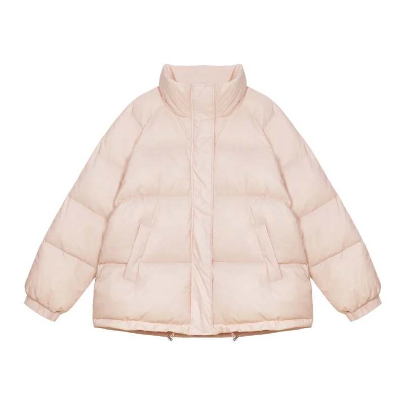 Women 2022 Kawaii Korean Style Wild Loose Pearlescent Stand-up Collar Short Down Padded Jacket Winter Jackets Parkas Cotton Coat