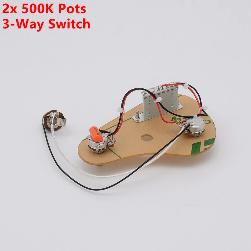 

1 Set Electric Guitar Wiring Harness ( 2x 500K Pots + 3-Way Switch + Jack ) guitar accessories