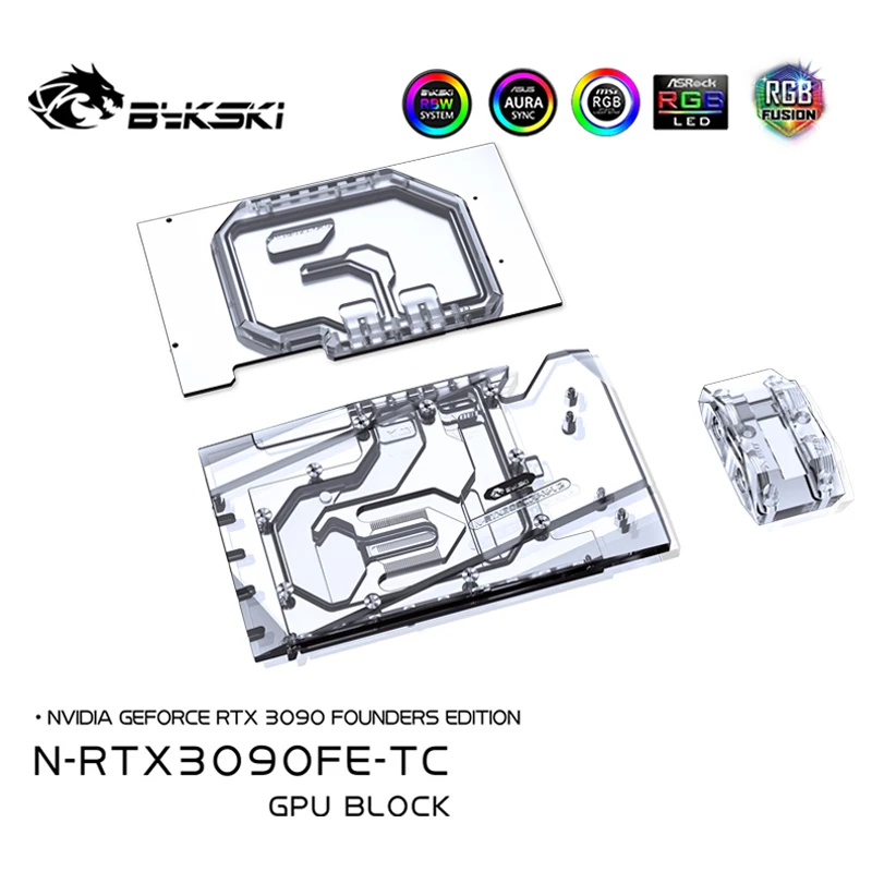 Bykski N-RTX3090FE-TC GPU блок водяного охлаждения с водяным ходом, медный кулер для NVIDIA Geforce RTX 3090 Founders Edition
