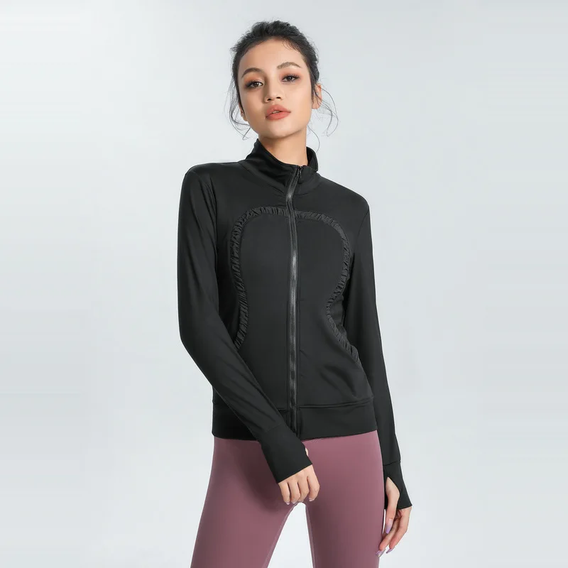 Jacket Long Sleeve Shirt Women Solid Zipper Yoga Gym Sweatshirts Sport Running Athletic Shirts Active Wear LuSportwear