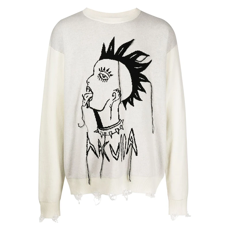 Y2k 2024 New Gothic Punk Autumn/Winter Outdoor Leisure Warm Sweater Jacquard Hip Hop Knitted women's clothes