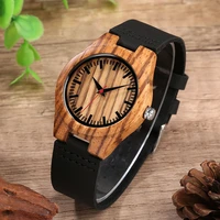 wooden watches for women natural zebra wood black leather band quartz wood watch elegant ladies watches gift reloj de madera