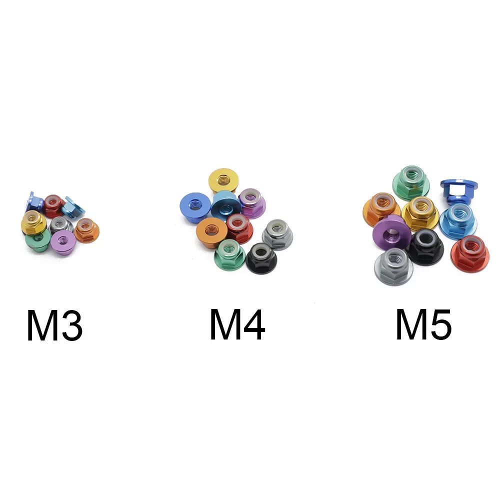 RC M3 M4 M5 Цветная стопорная гайка из алюминиевого сплава Нейлоновая кольцевая