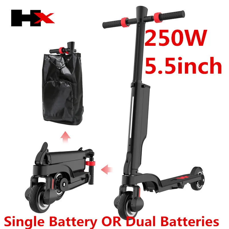 HX X6 Folding Mini Electric Scooter Two Wheel Electric Scooters Mini Protable Backpack E-Scooter Electric Bike Ebike 250W 5AH