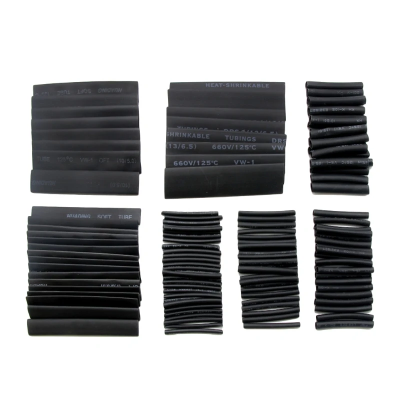 

127 Pcs Black Electric Insulation Heat Shrink Tube Wire Shrink Wrap Assortment Kit Eco-Friendly Material Easy to Use