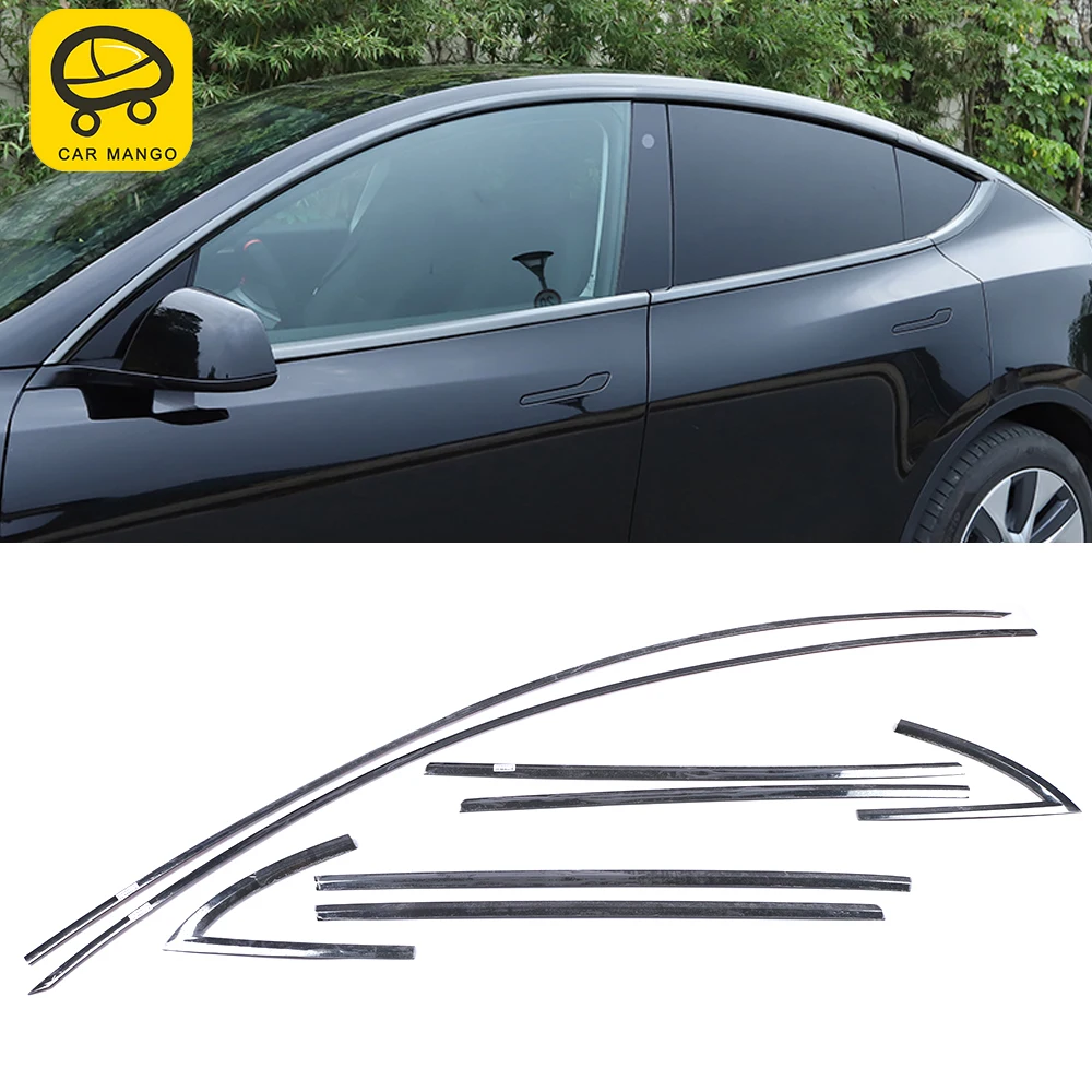 

CarMango for Tesla Model Y 2020-2023 Car Accessories Window Trim Cover Frame Metal Sticker Stainless Exterior Chrome Mouldings