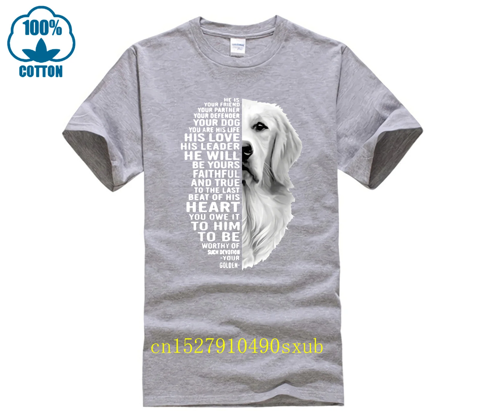 Golden Retriever he is your friend partner defender dog shirt Genuine men's T-shirt cotton jersey