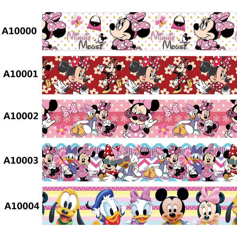 

3 Inch Cartoon Listons Printed 75MM Pink Minnie Printed Grosgrain Ribbon For Cheer Bows