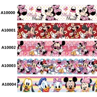 3 inch cartoon listons printed 75mm pink minnie printed grosgrain ribbon for cheer bows