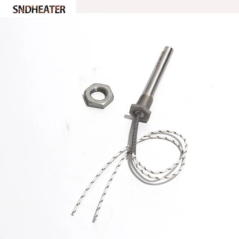 

SNDHEATER 12 В 24 В 36 В M16 Нагревательный элемент с резьбовым картриджем с гайкой 12x100 мм 50 Вт/100 Вт/200 Вт Низковольтный нагревательный стержень для резервуара для воды