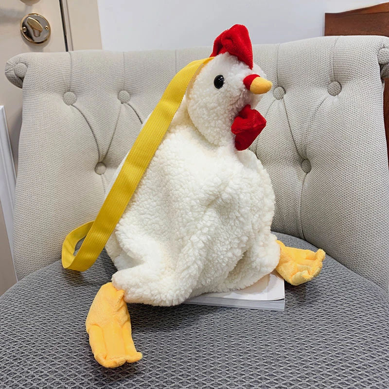 

Winter Cute Cartoon Plush Faux Fur Bags Women Chicken Shaped Stylish Large Capacity Girls Cross Body Single-shoulder Fuzzy Gifts