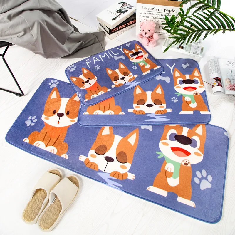 

Cute Cartoon Puppy Series Floor Mat, Flannel Soft and Comfortable, Non Slip Floor Mat, Universal for Living Room, Bedroom
