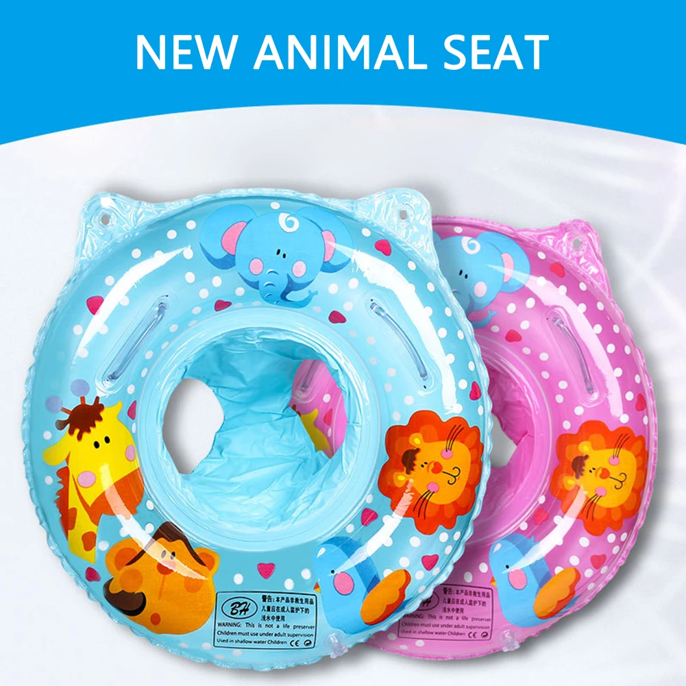

Thickened Baby Toddlers Swimming Pool Rings Seat Cute Inflatable Infant Kids Safety Water Toys Float Swim Ring Circle w/ Handle