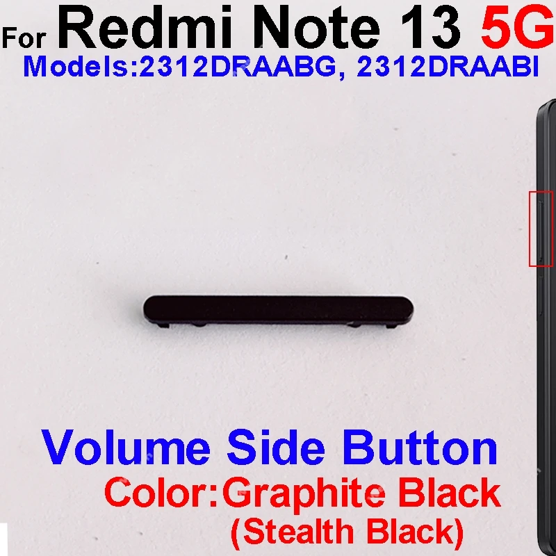 Боковая кнопка питания и громкости для Xiaomi Redmi Note 13 13Pro 4G 5G боковые клавиши