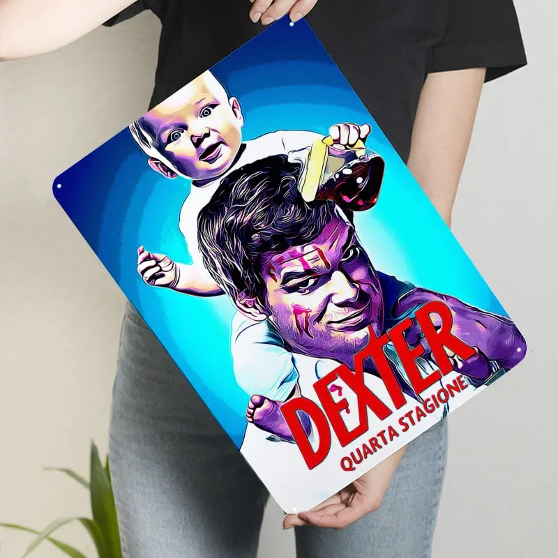 Фото Металлическая табличка Dexter 3: Классический кинопостер, современный декор для дома, гостиной. Индивидуальные жестяные вывески для дома, настенный декор в стиле ретро. №3