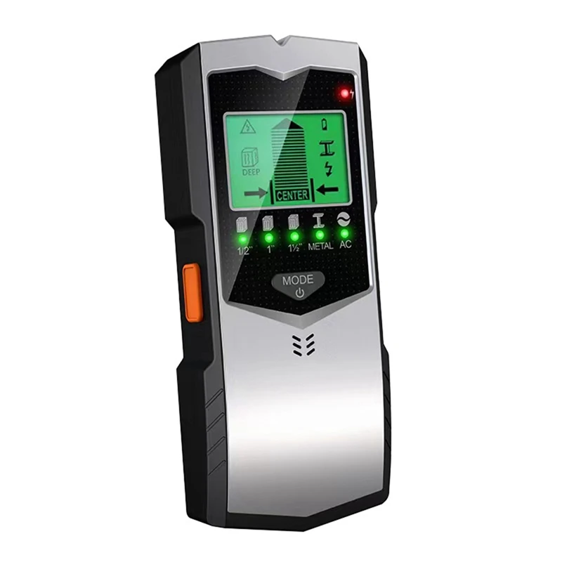 

5 In 1 Metal Detector Find Metal Wood Studs AC Cable Wires Depth Tracker Wall Scanner Green Backlit LCD HD Display
