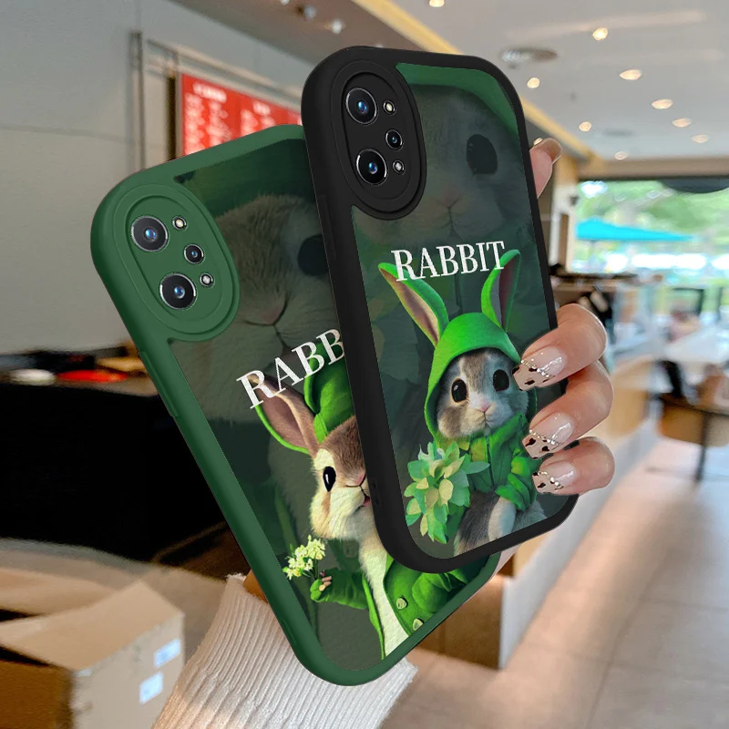 

Lambskin+TPU Phone Case for Realme GT Neo2 GT2 Q5 Pro Narzo 50 5G X XT X2 A57 5G K3 K5 Cases Green Mini AI Rabbit