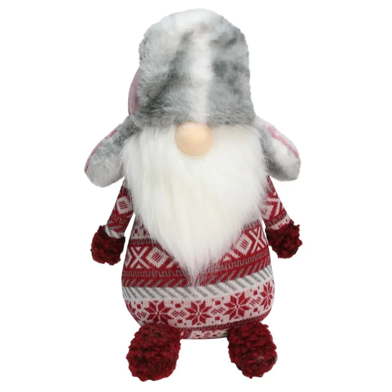 

Красный и белый скандинавский гном 12 дюймов с розовым и серым мехом охотничья шляпа Рождественское украшение