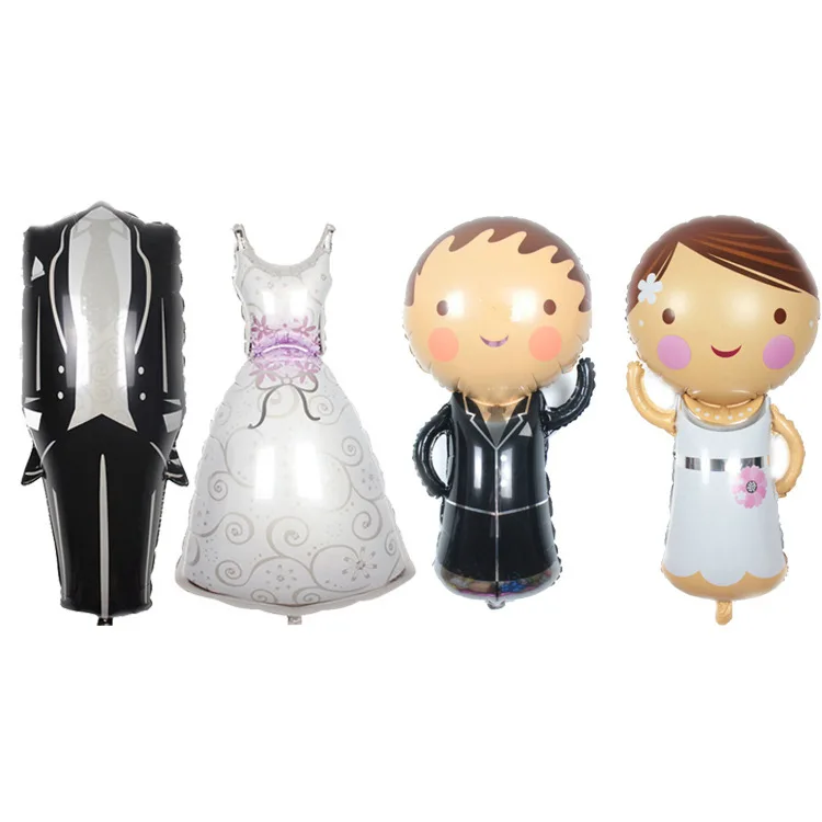 

Birthday Party Decorations Wedding Accessories Bride And Groom Balloons Valentine's Day Dress Aluminum Film Parties Supplies