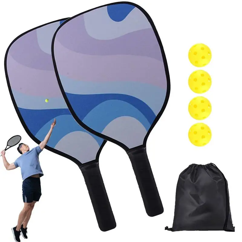 

Pickleball Rackets And Balls Wooden Funny Comfortable Ergonomic Pickleball Set Protective Safe Pickleball Racket Sports