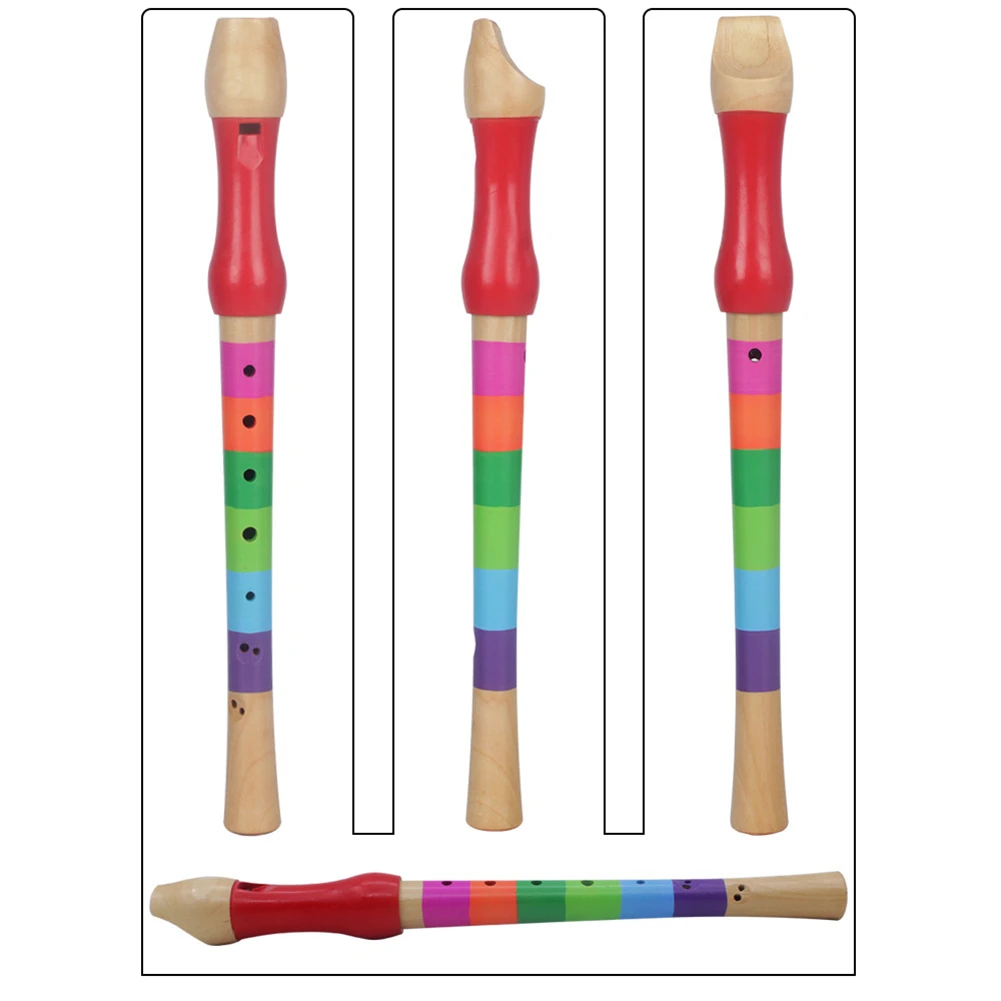 

8 Hole Wooden Flute Clarinet Trumpet Educational Kids Woodwind Musical Instrument Toys Colorful Rainbow For Clarinet Beginner