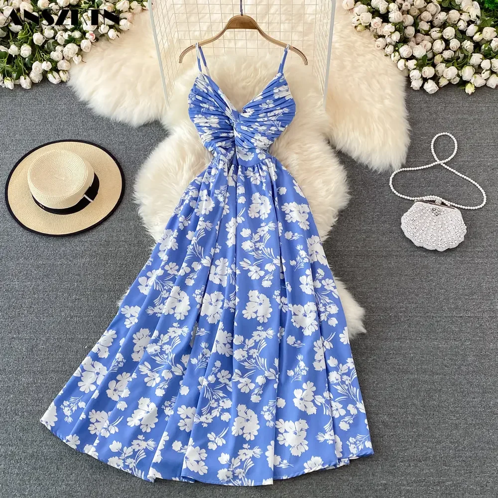 Весенне-летнее сексуальное платье ANSZKTN с полым принтом и тай-дай кружевное