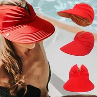 2022 summer hats for women casual sun protection sun hat solid color beach visor hat female outdoor casual baseball caps