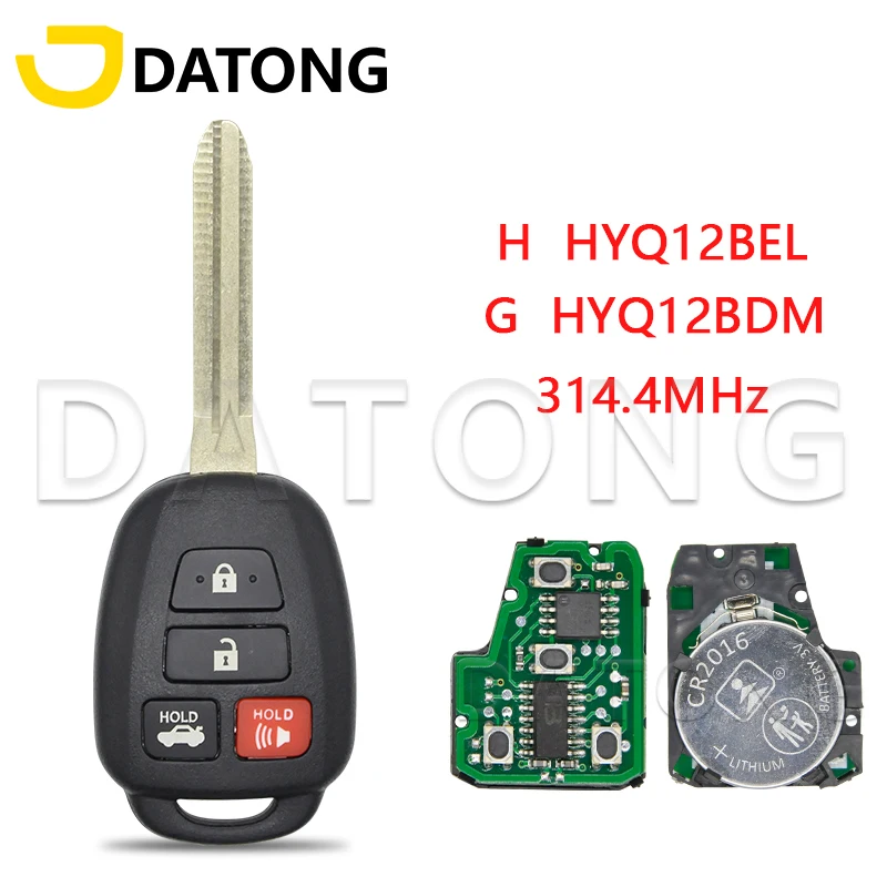 Llave remota de coche Datong World para Toyota Camry 2012-2016 Corolla 2014-2017 HYQ12BEL HYQ12BDM G H Chip 314,4 Mhz reemplazar llave Samrt