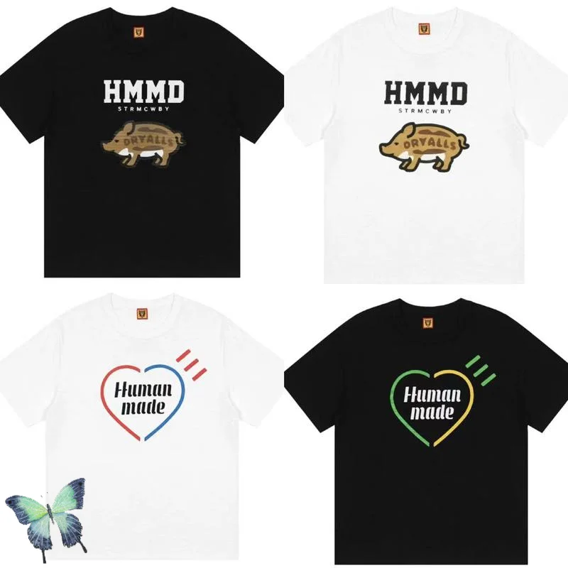 

HMMD 2022 Летняя мужская женская бамбуковая хлопчатобумажная футболка с принтом в виде свиньи и сердца