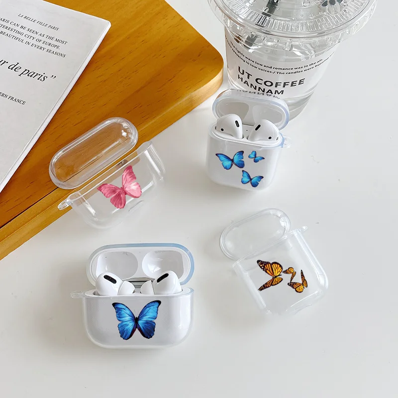 

JOME Blue Monarch Pink Butterfly Headphone Case For Airpods 3 2 1 Bear Animal Clear Soft Earphone Cover For Airpods 3 Pro Bumper
