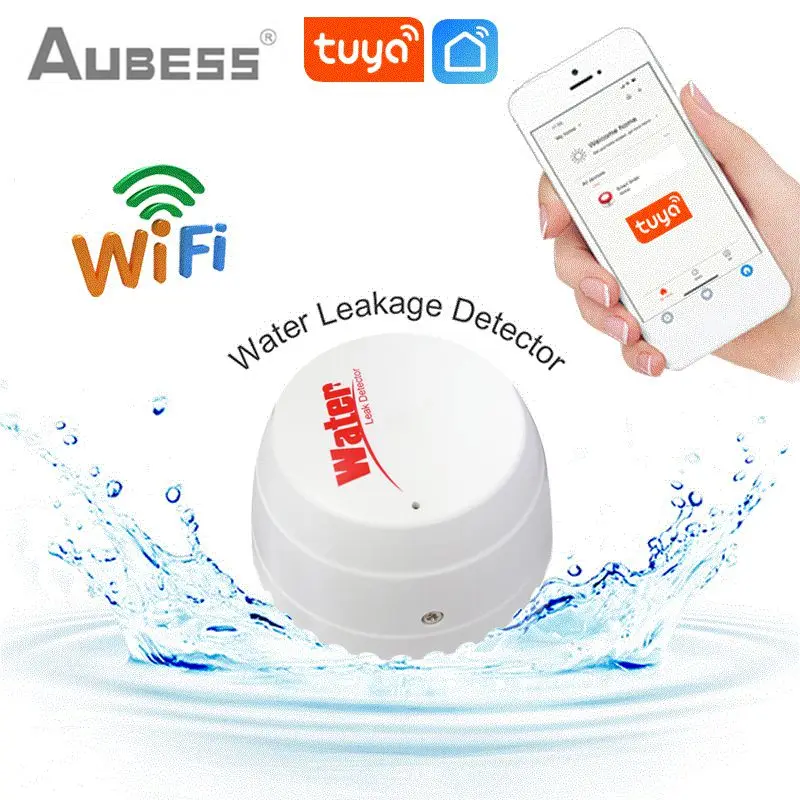 

Умный датчик утечки воды Tuya, Wi-Fi датчик обнаружения утечки воды в режиме реального времени с дистанционным управлением через приложение