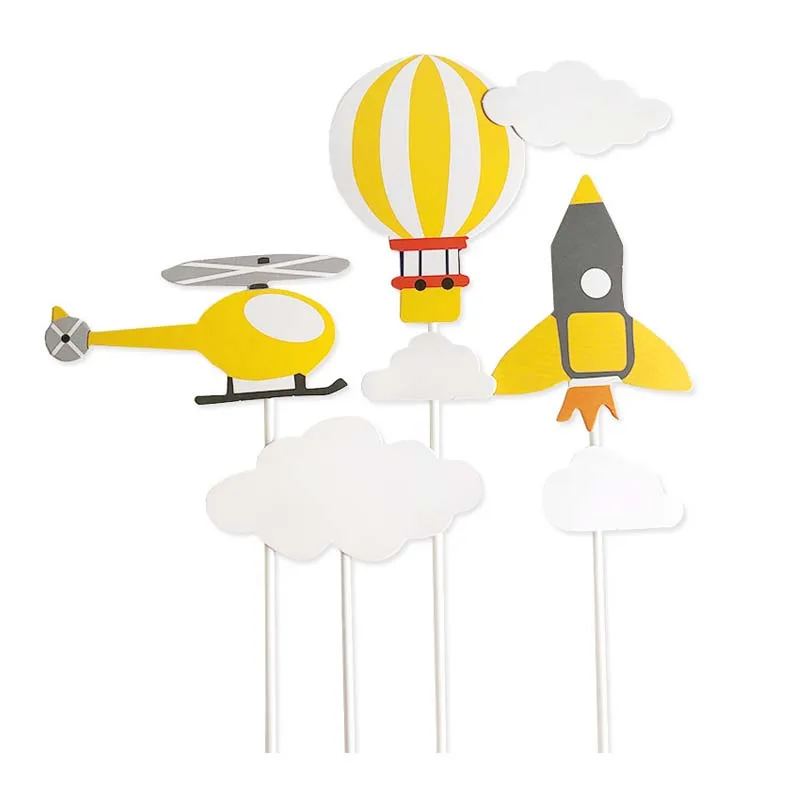 

4Pcs Outer Space Theme Party Decoration Astronaut Rocket Birthday Cake Topper Cupcake Flag Dessert Table Tag Home Baking Decor