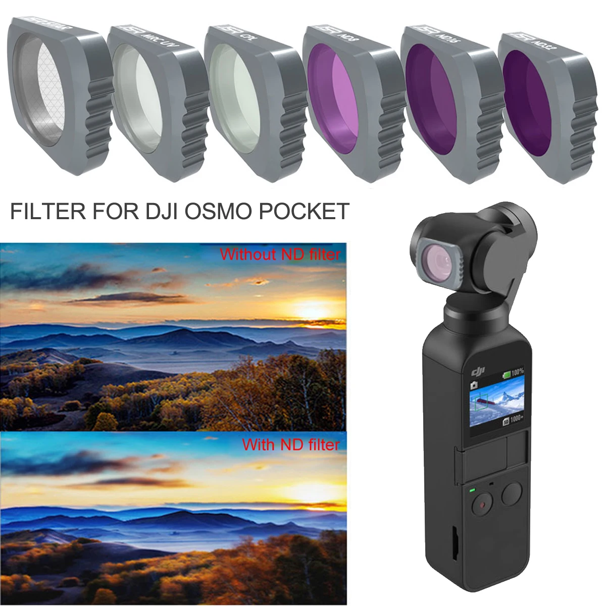 

Набор градиентных фильтров для камеры STAR UV CPL ND4/8/32/64 для DJI OSMO POCKET Gimbal, запасные части, аксессуары