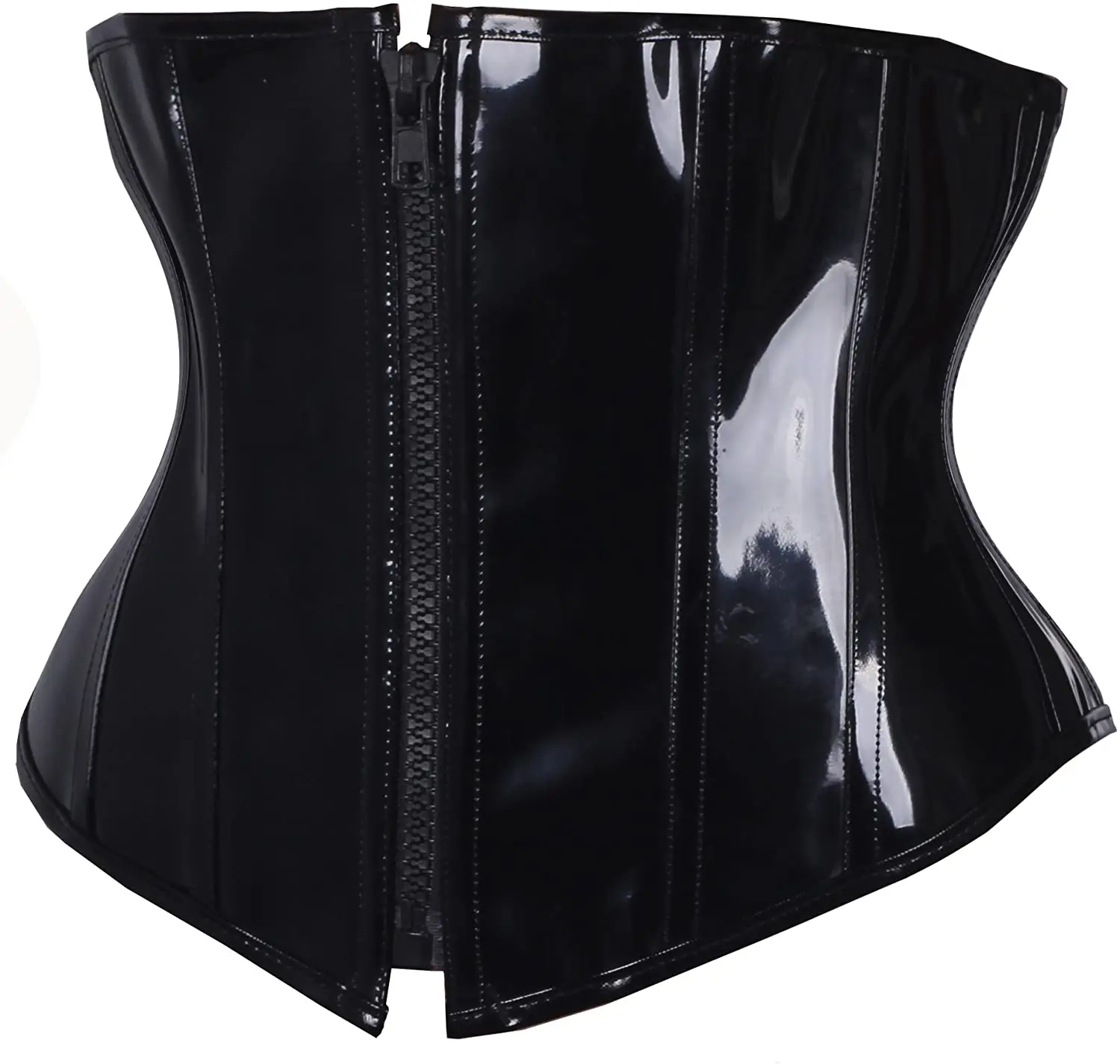 

Black PVC Leather Steampunk Gothic Wasit Trainer Underbust Corset Bustier