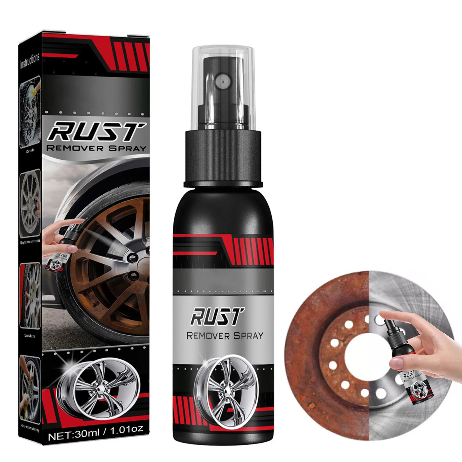 

30/100ml Auto Anti Rust Wheel Tire Cleaner Rust Prevention Rustout Instant Remover Car Maintenance Cleaning Rust Dissolver Agent