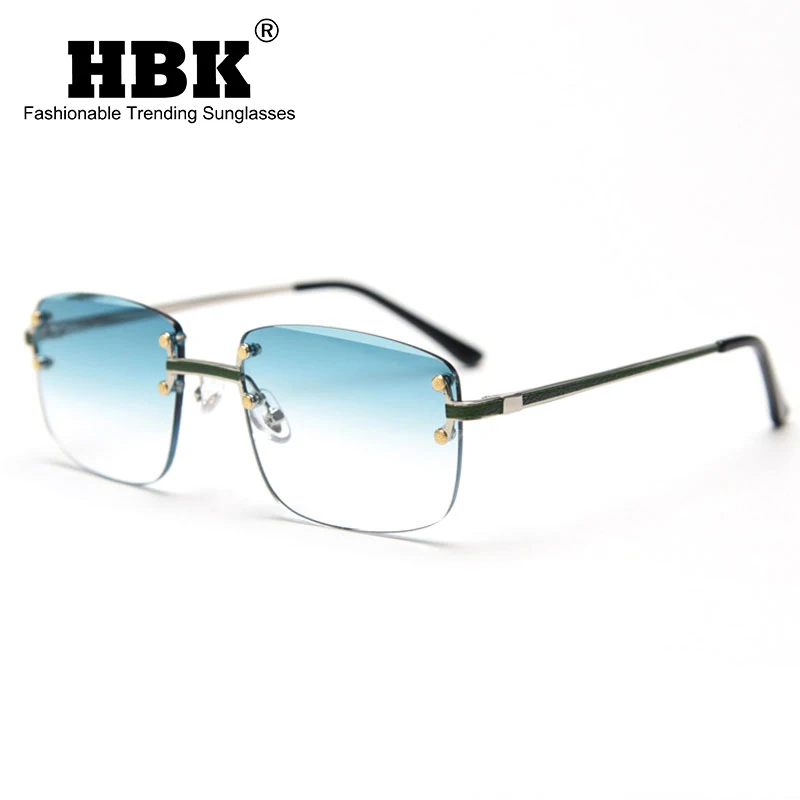 HBK Новые солнцезащитные очки без оправы квадратные мужские и женские градиентные