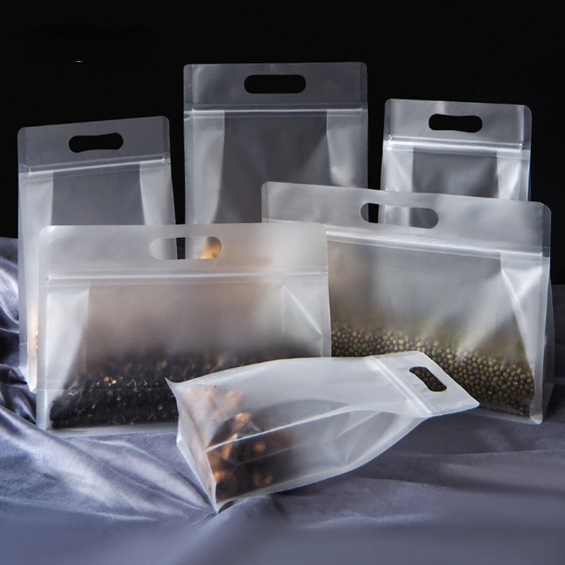 

Plastic Packaging Tea Home Handle Zipper Resealable Bags Sealing with Food Frosted 50Pcs Travel Cookies Storage Snack