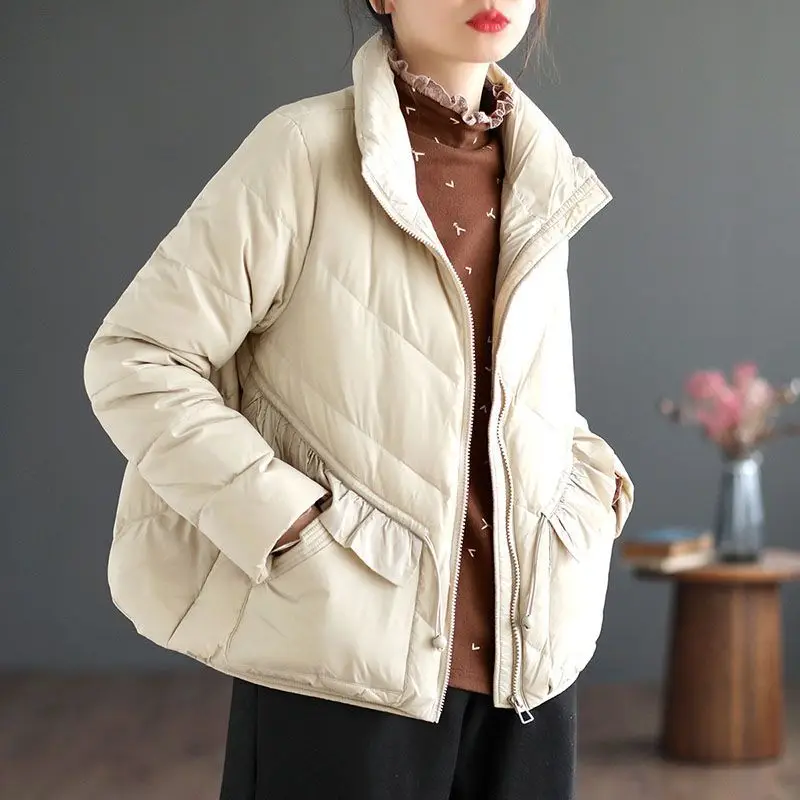 Women White Duck Down Wood Ear Side Down Coats Autumn/Winter New Fashion Fit Keep Warm Jackets Down Clothes Ladies New M35