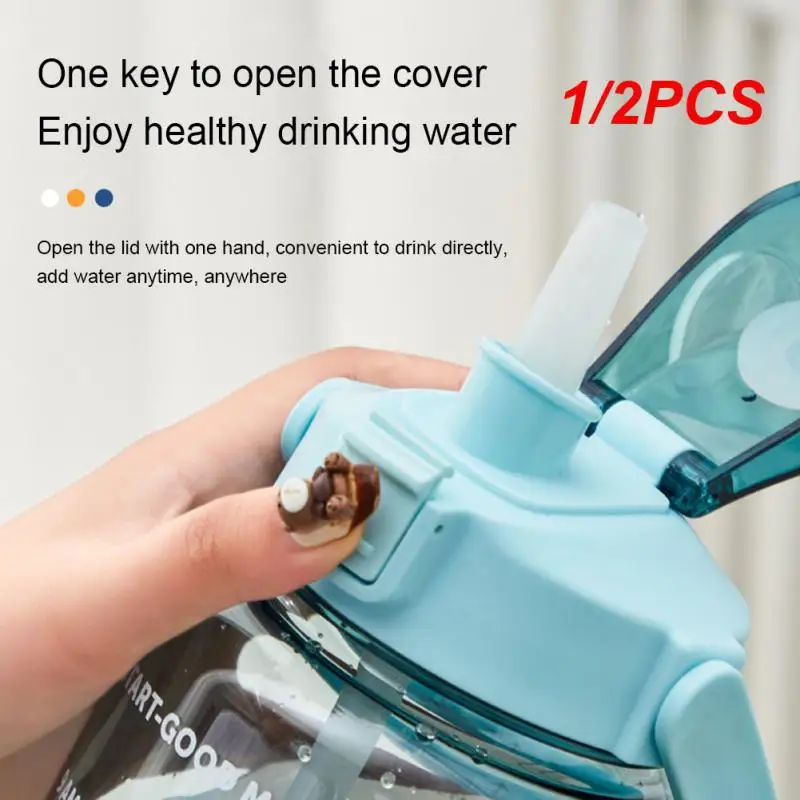 

1/2PCS Liter Water Bottle With Straw Female Jug Portable Travel Bottles Fitness Bike Cup Summer Cold Water Jug With Time