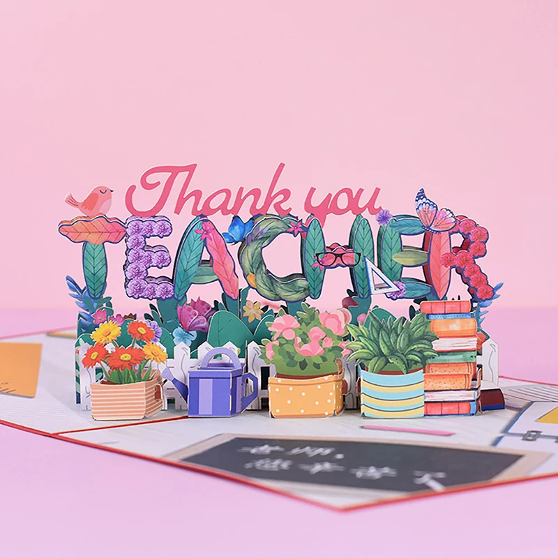 

3D открытки на день учителя, подарки, цветочный букет, поздравительные открытки, цветы для сочувствия учителя, выдвижная открытка для учителя