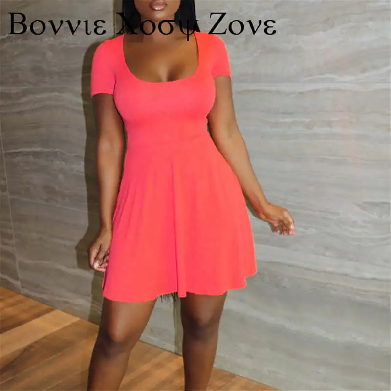 

Dress For Women 2023 U-Neck Square Neck Short Sleeve Casual A Line Mini Dress