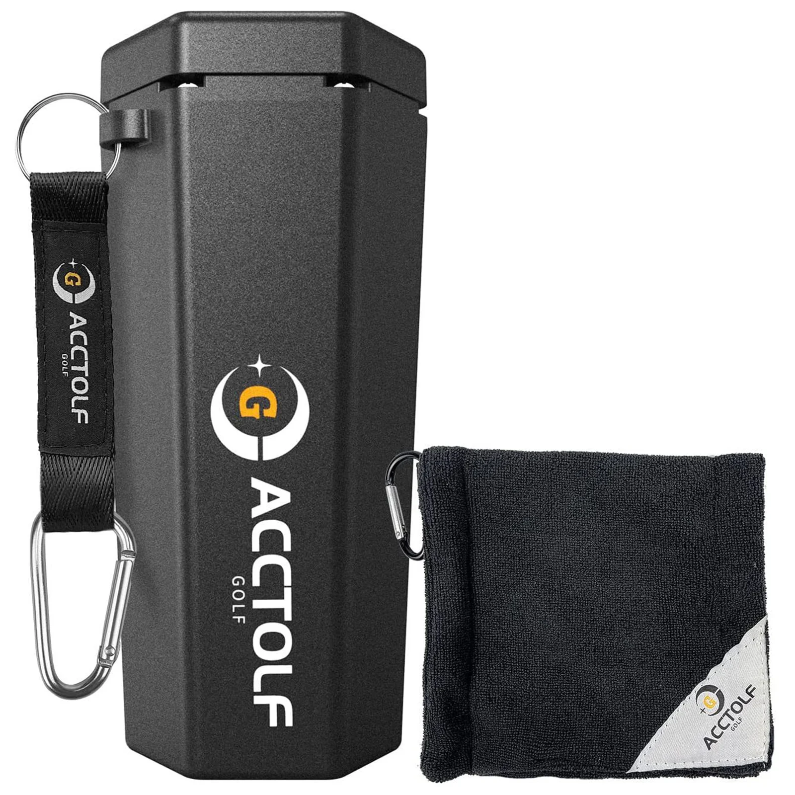 

Golf-Ball Washer Shockproof Construction Stainless-steel Hardware Towel Travel-friendly With Shoulder Strap Black Brand New