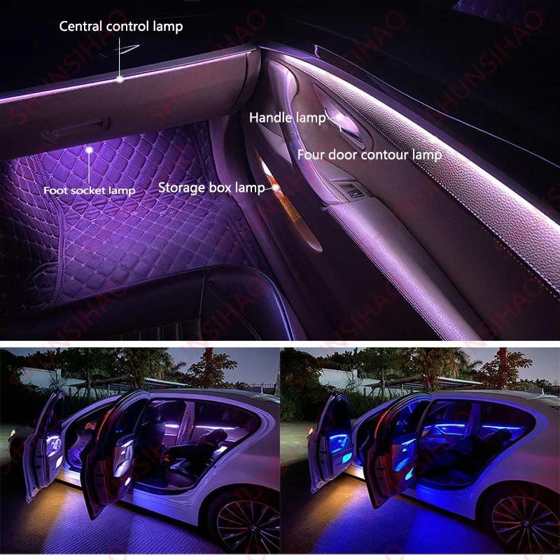 Атмосферная лампа Shunsihao для Q5 e-tron 2022 + украшение автомобиля 256 цветов окружающее