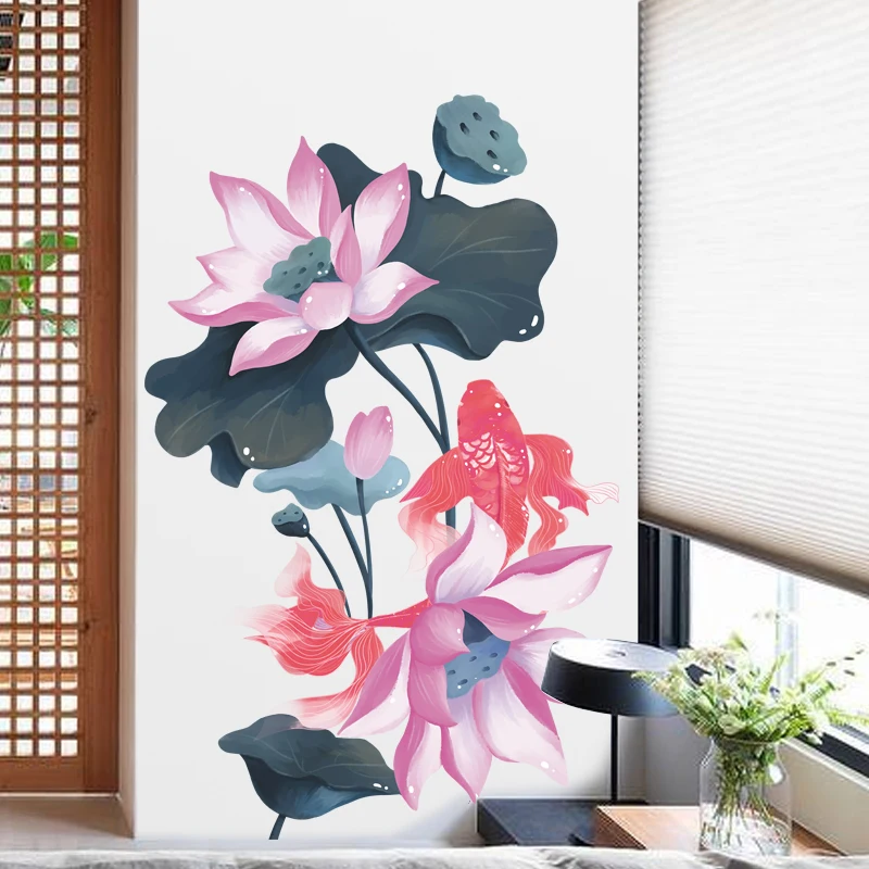 

Романтическая Наклейка на стену с розовыми цветами, декор для гостиной, спальни, домашний фон, Настенный декор, самоклеящаяся наклейка, укра...