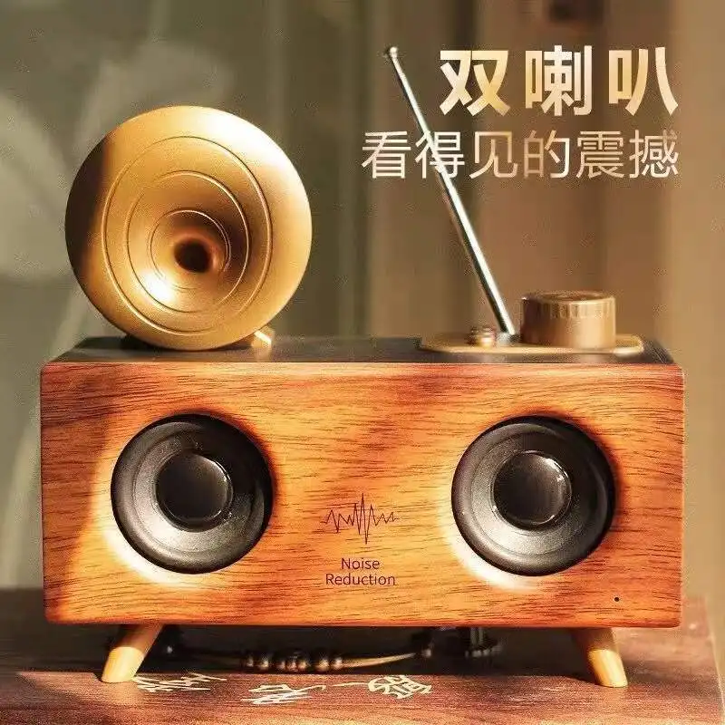 

Bluetooth-Колонка деревянная зернистая в стиле ретро