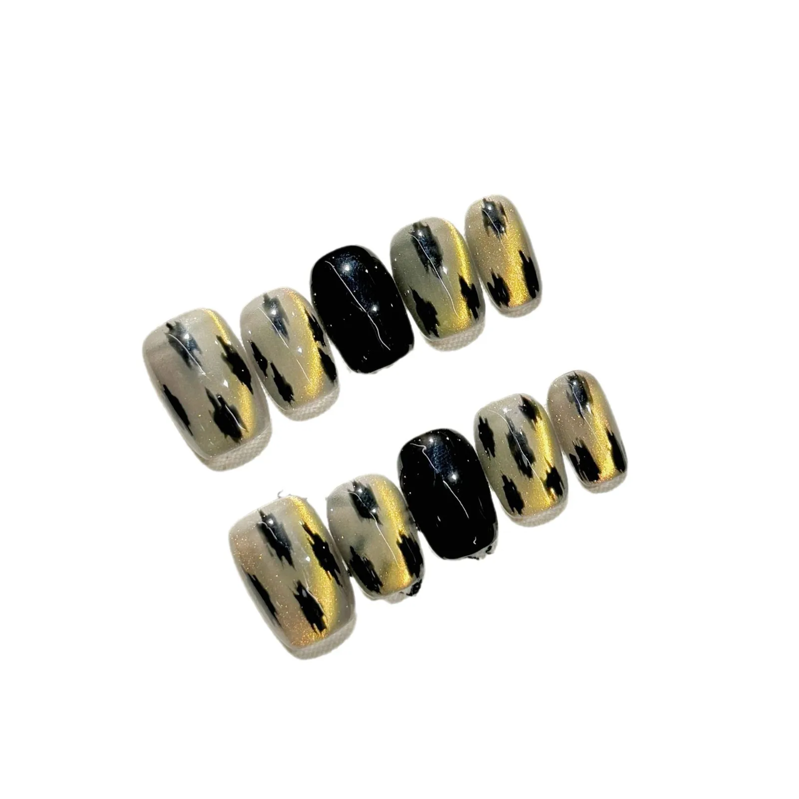 Леопардовые накладные ногти ручной работы кошачий глаз для фототерапии пресс