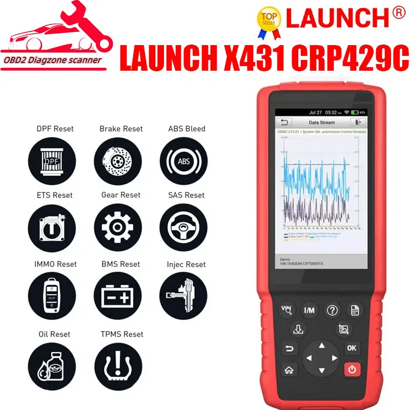 

Считыватель кодов LAUNCH X431 CRP429C OBD2, сканер для 4 систем диагностики, 15 сбросов, автомобильные инструменты, лучше CRP129E, бесплатная доставка