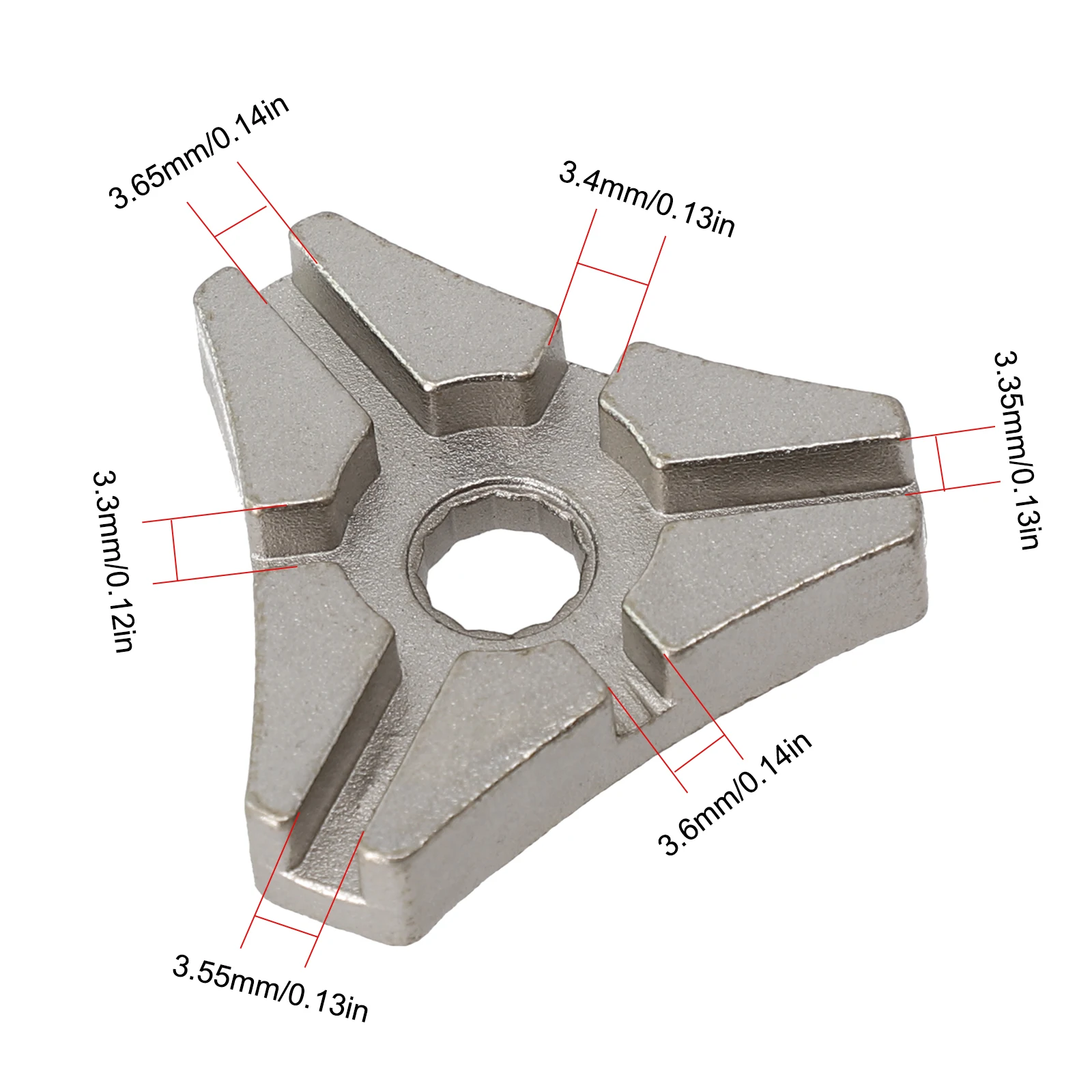 

Bicycle Spoke Wrench Outdoor #52 Carbon Steel 12g 3.2/3.3/3.5mm 44.3x44.3x8.7mm Silver Tightening Correction Tool