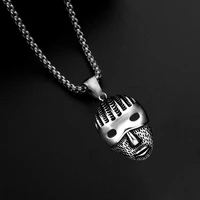 2022 summer mask pendant men mysterious personality sliver chain titanium steel vintage fashion hip hop male tredny necklace